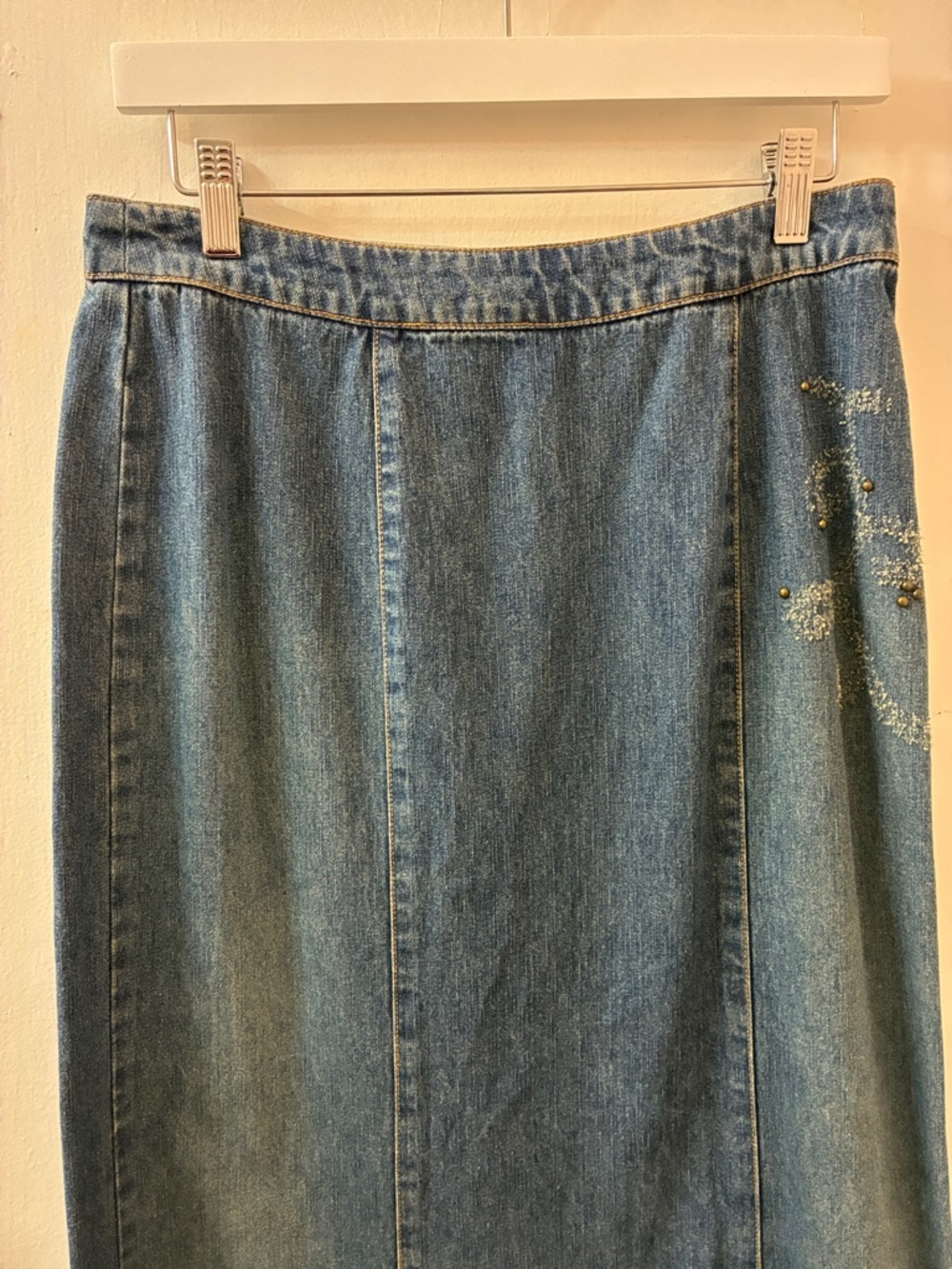 Classic Blue Denim Maxi Skirt